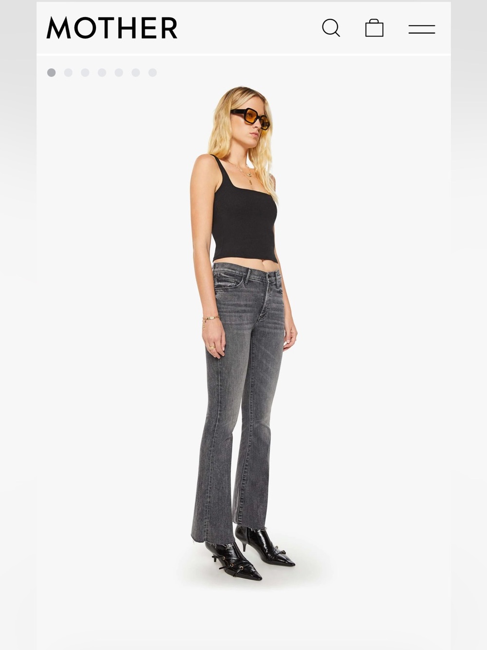 MOTHER Weekender Fray Jeans in Lighting Up Lanterns Distressed Black size 31/12